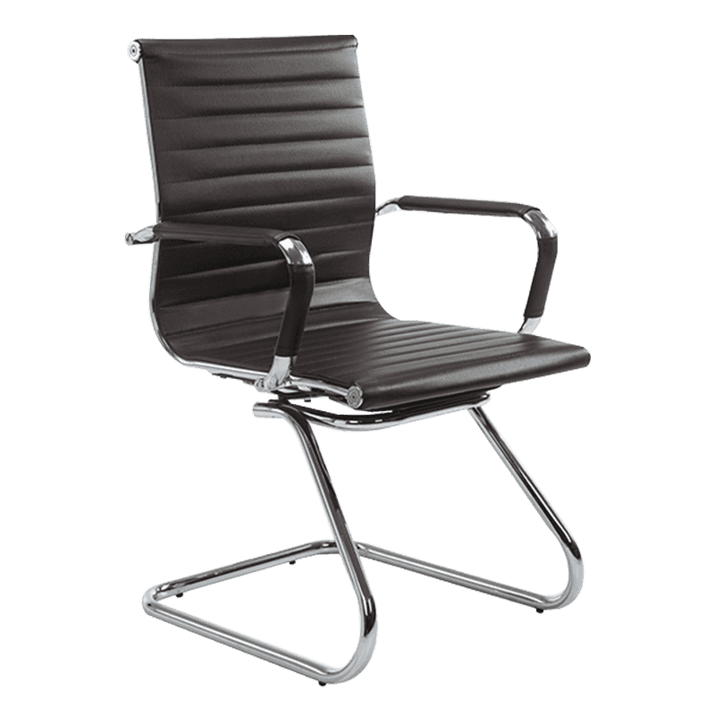 Bruine moderne lederen conferentiestoel met middenrug (Y-1846C)