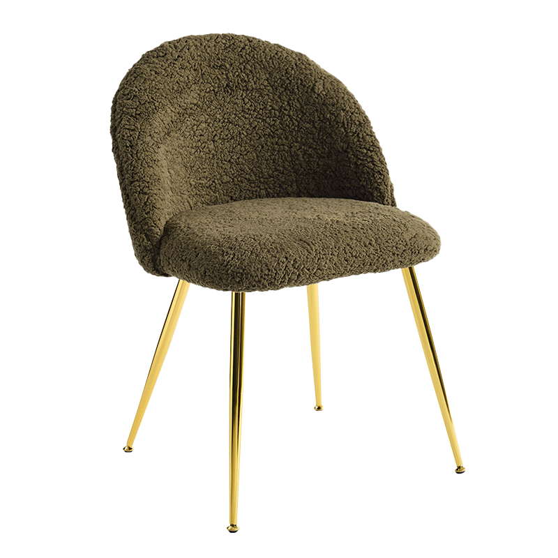 Groene teddyfleece eetkamerstoel met gouden onderstel (Y-C16)