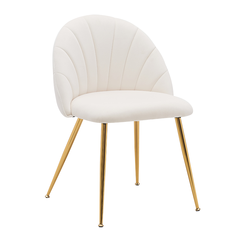 Witte fluwelen eetkamerstoelen met lage rugleuning en houten accenten (Y-C28)