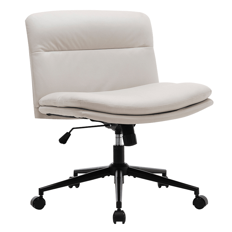 Witte brede armloze thuiskantoorstoel met gekruiste benen (Y-C56)