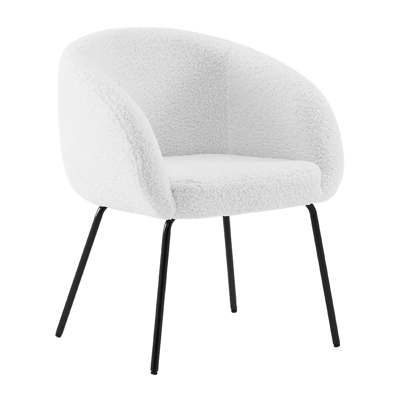 Witte teddyfleece fauteuil met lage rugleuning (Y-C06)