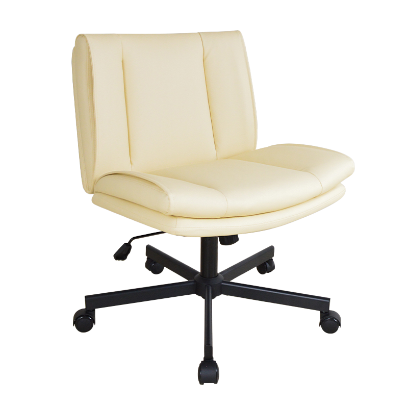 Middenrug PU armloze brede gestoffeerde vrije tijd thuiskantoorstoel (X-5146)