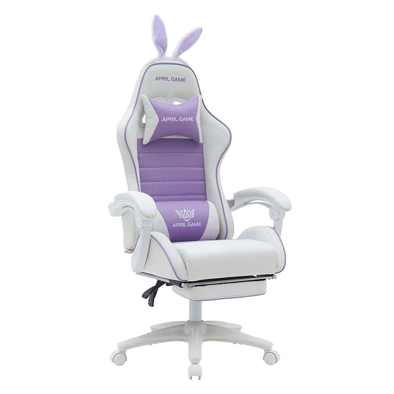 Synthetisch leer 360 Draaibaar PVC PU Comfortabel Liggend Schattig Wit Paars Meisje Gaming Stoel Silla Gamer voor Racing (T-7114B)