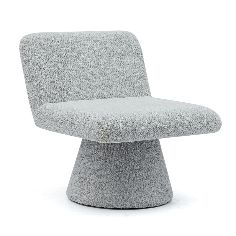 Moderne grijze gestoffeerde draaibare lounge-accentstoel, stoffen woonkamer, enkele fauteuil (GY-642)