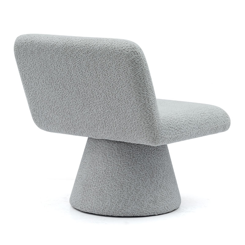 Moderne grijze gestoffeerde draaibare lounge-accentstoel, stoffen woonkamer, enkele fauteuil (GY-642)