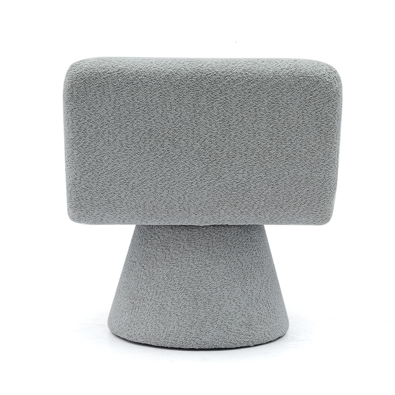 Moderne grijze gestoffeerde draaibare lounge-accentstoel, stoffen woonkamer, enkele fauteuil (GY-642)