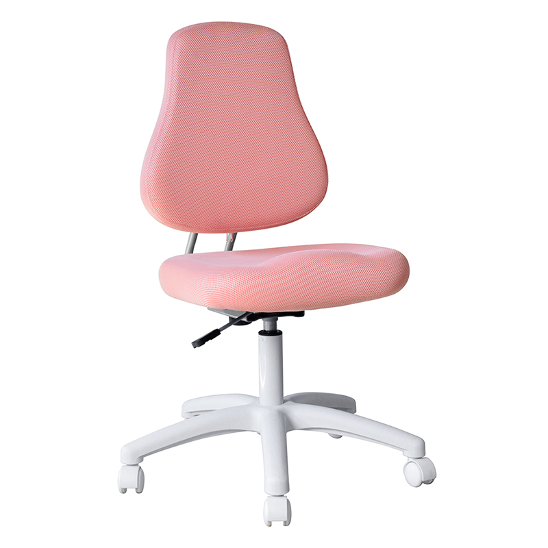 Roze stoffen armloze personeelswerkstoel met nylon onderstel (M-6122)