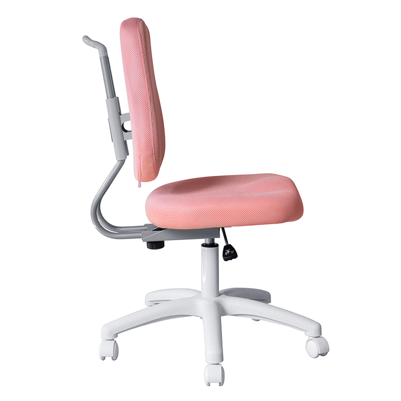 Roze stoffen armloze personeelswerkstoel met nylon onderstel (M-6122)