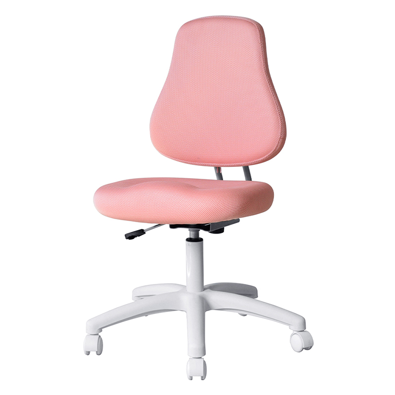 Roze stoffen armloze personeelswerkstoel met nylon onderstel (M-6122)