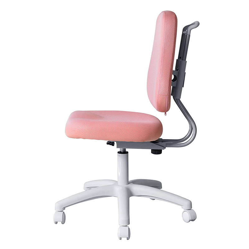 Roze stoffen armloze personeelswerkstoel met nylon onderstel (M-6122)