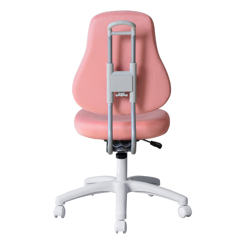 Roze stoffen armloze personeelswerkstoel met nylon onderstel (M-6122)