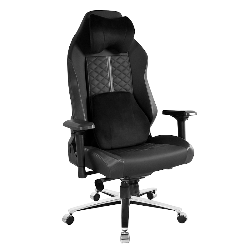 Zwarte Racing King-gamingstoel met hoge rugleuning en ingebouwde kneedmassage (D-8110)