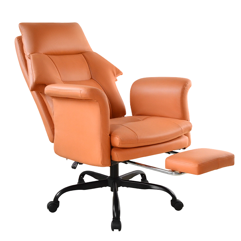 Hoge rug, naar buiten omgedraaide pad, armleuning, baas-bureaustoel met voetsteun (M-6145)