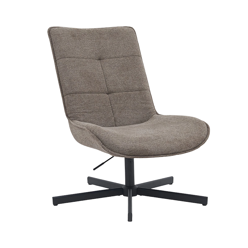 Bruine stoffen draaibare opvouwbare fauteuil gestoffeerde grote zitaccent woonkamerstoel met comfortabele gebogen rugleuning (GY-649)
